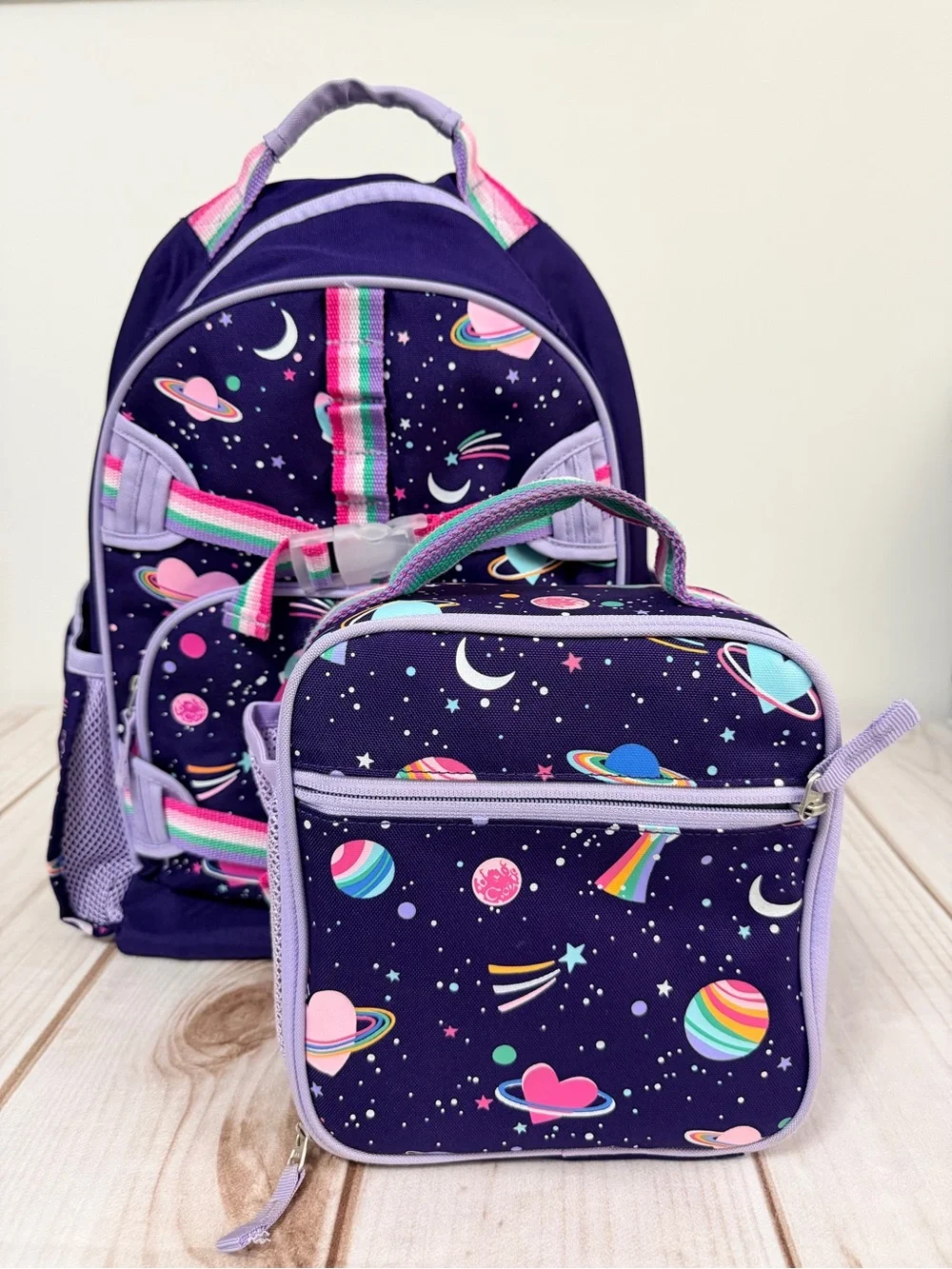 Pottery Barn Backpack Lunchbox Set Purple Space Theme
